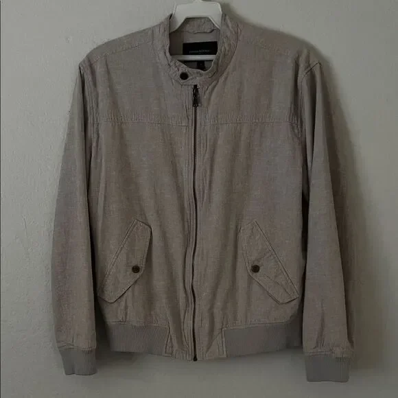Like New! Banana Republic Linen-Blend Bomber Jacket in Sand in Size M